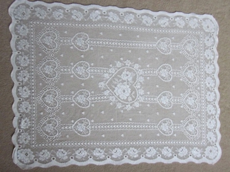 Charming Hearts Vintage Nottingham Lace Curtain Panels