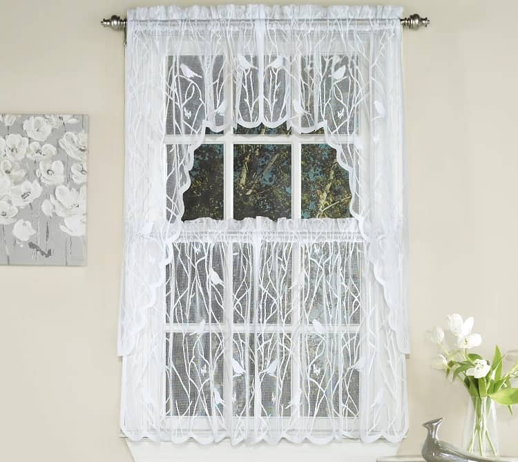 Knit Lace Bird Motif Curtains