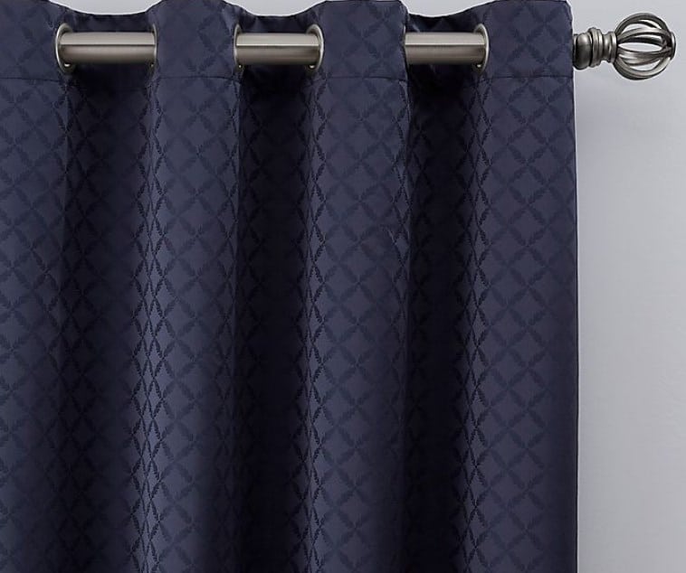 Navy Jacquard Curtains