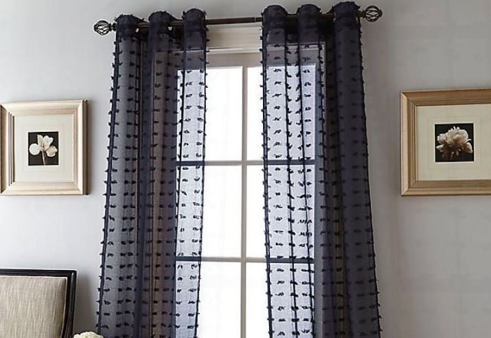 Navy Pom Pom Curtains