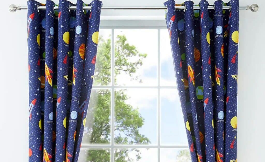 Navy Space Print Curtains