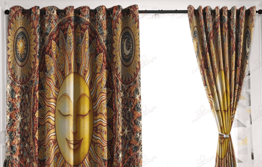 Sun Pattern Printed Curtains