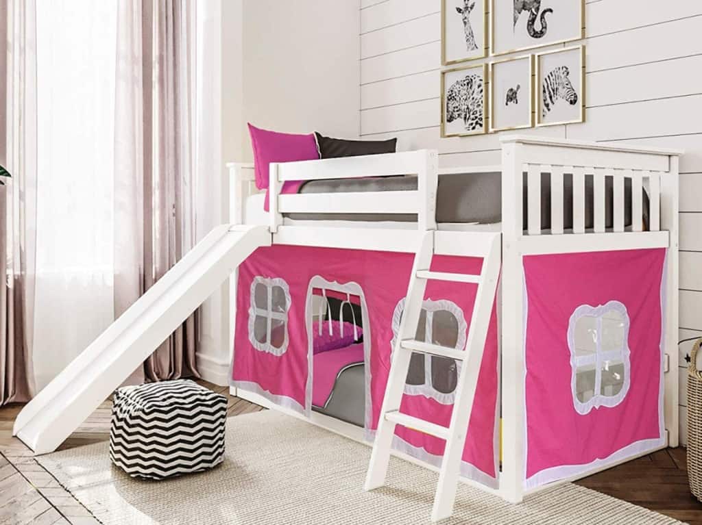 bunk bed with curtains