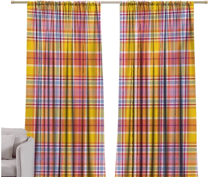 Striped Cotton Madras Lace Curtains