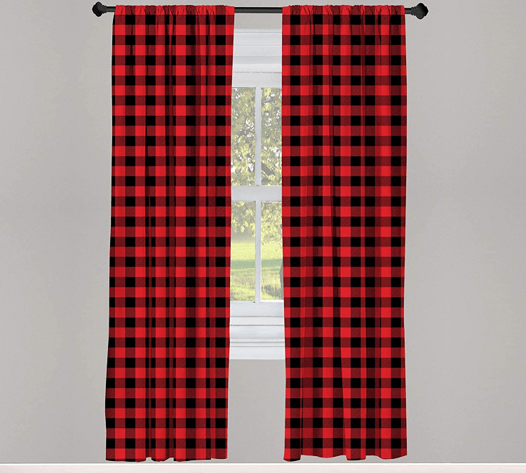 Ambesonne Lumberjack Fashion Buffalo Check Curtains