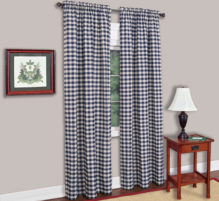 Buffalo Check Navy Cotton Blend Curtains