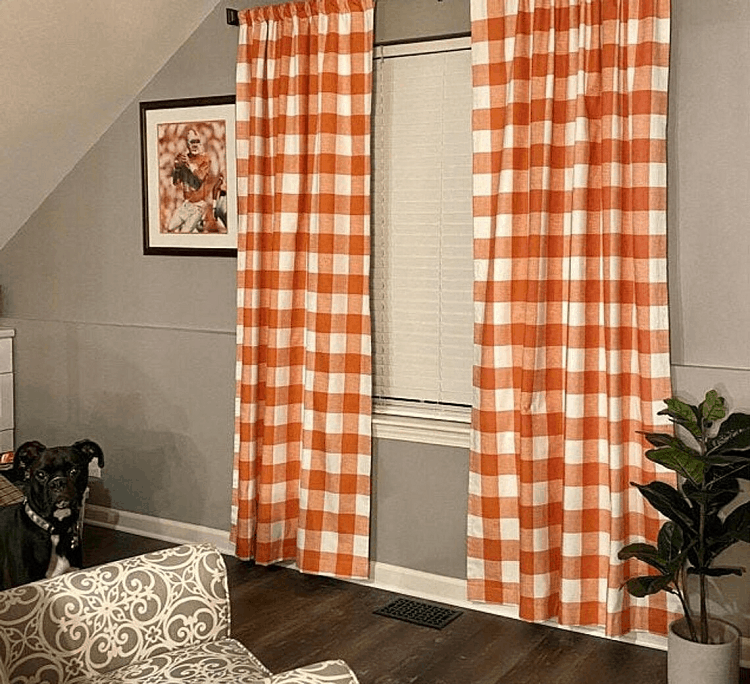 Monarch Orange Modern Farmhouse Buffalo Check Curtains