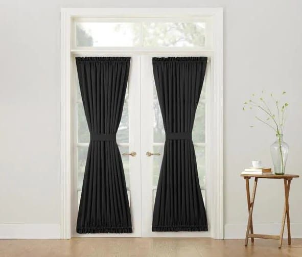 Sun Zero Solid Rod Pocket Room Darkening Door Curtains