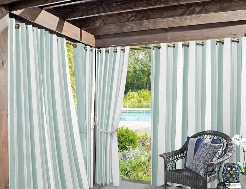 Sun Zero Valencia Cabana Stripe Outdoor UV Protectant Energy Efficient Grommet Curtain