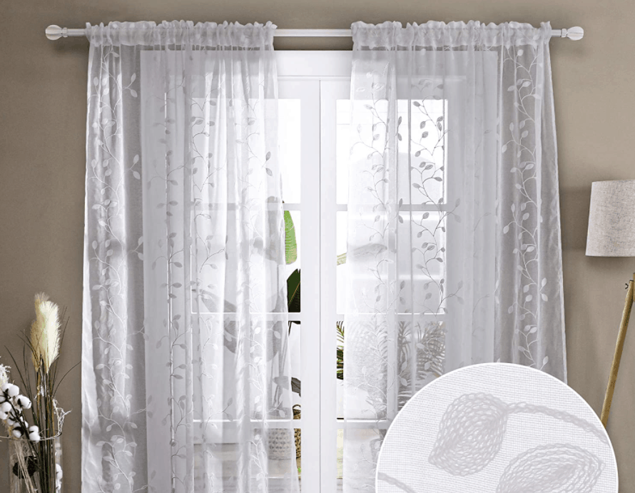 Deconovo Patterned White Sheer Curtains