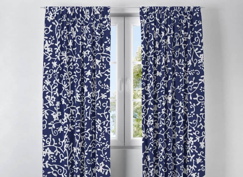 navy blue and white curtains