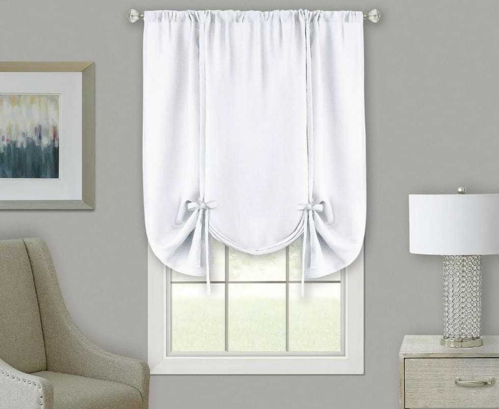 White Tie Up Curtain